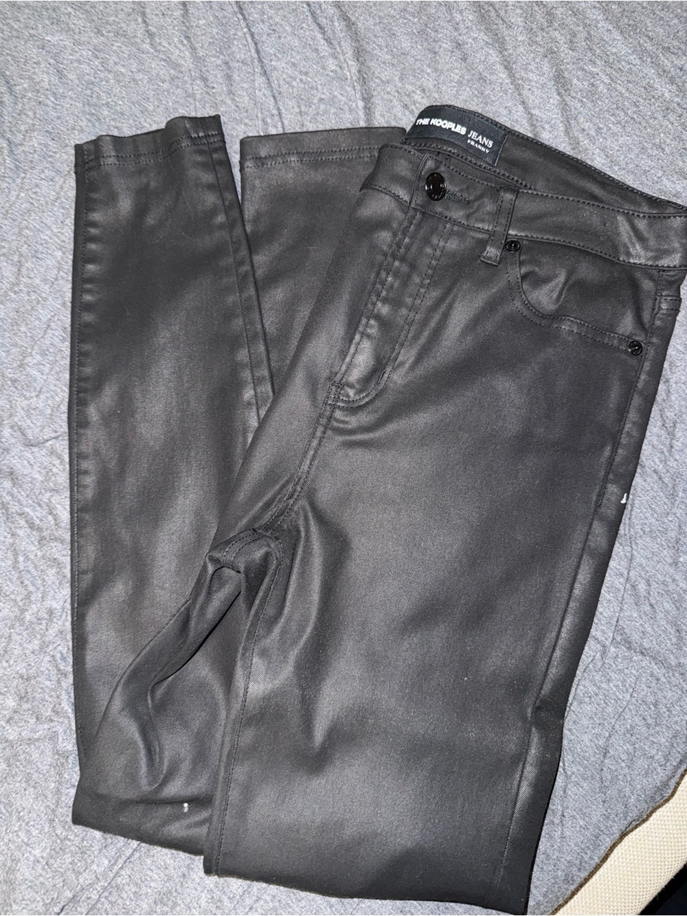 The Kooples FRANKY Black Coated Skinny Jeans